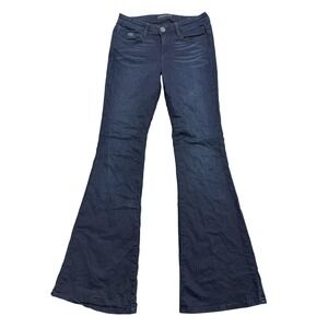 Guess Premium Jeans Womens Dark‎ Wash Authentic Flare Triangle Logo 5-Pocket